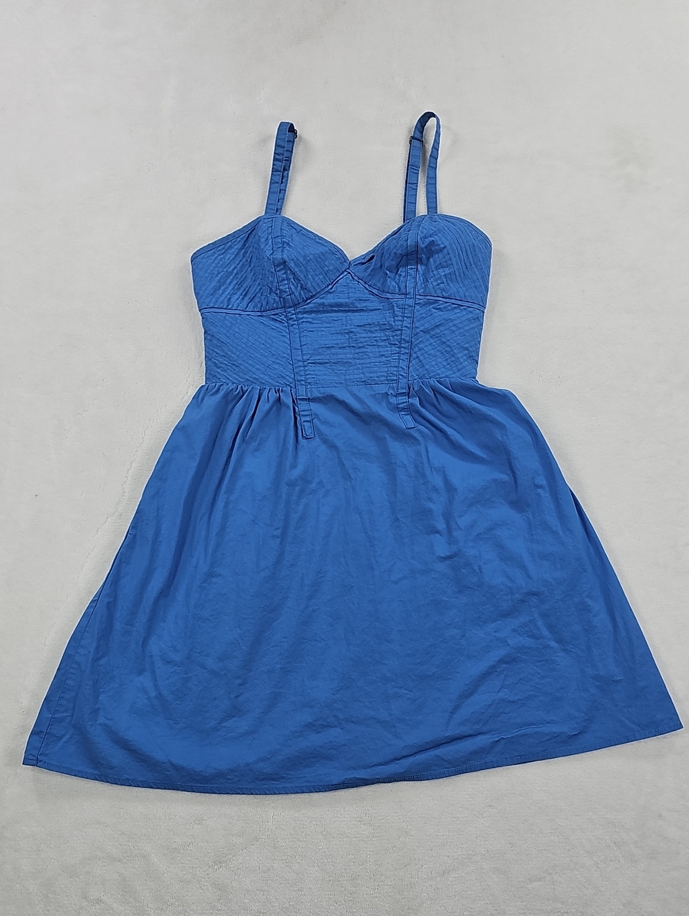Silence + Noise Blue Bustier Fit and Flare Dress Small Cotton Smocked Back